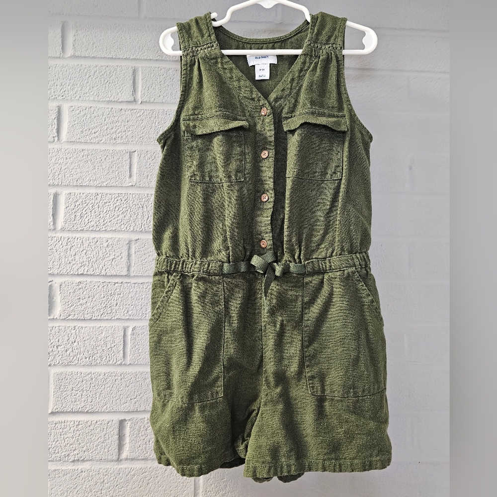 Old Navy Girls Size 8 Olive Green Sleeveless Jumpsuit